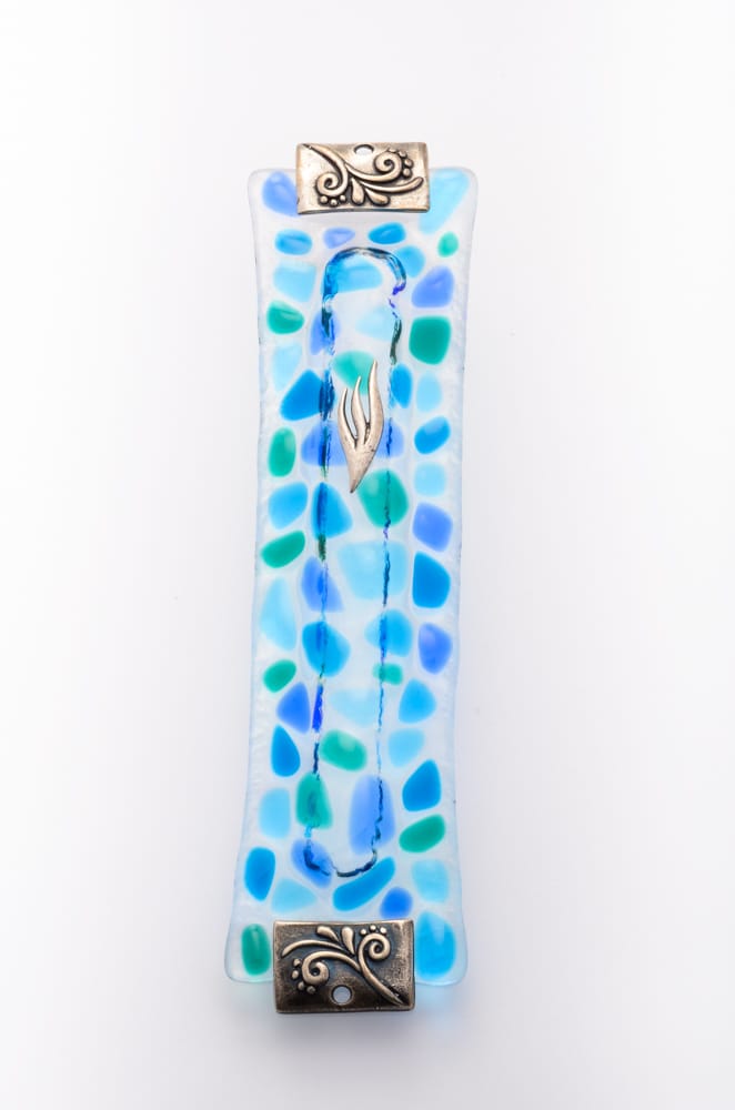 Blue Mosaic Mezuzah Cover - Image 2