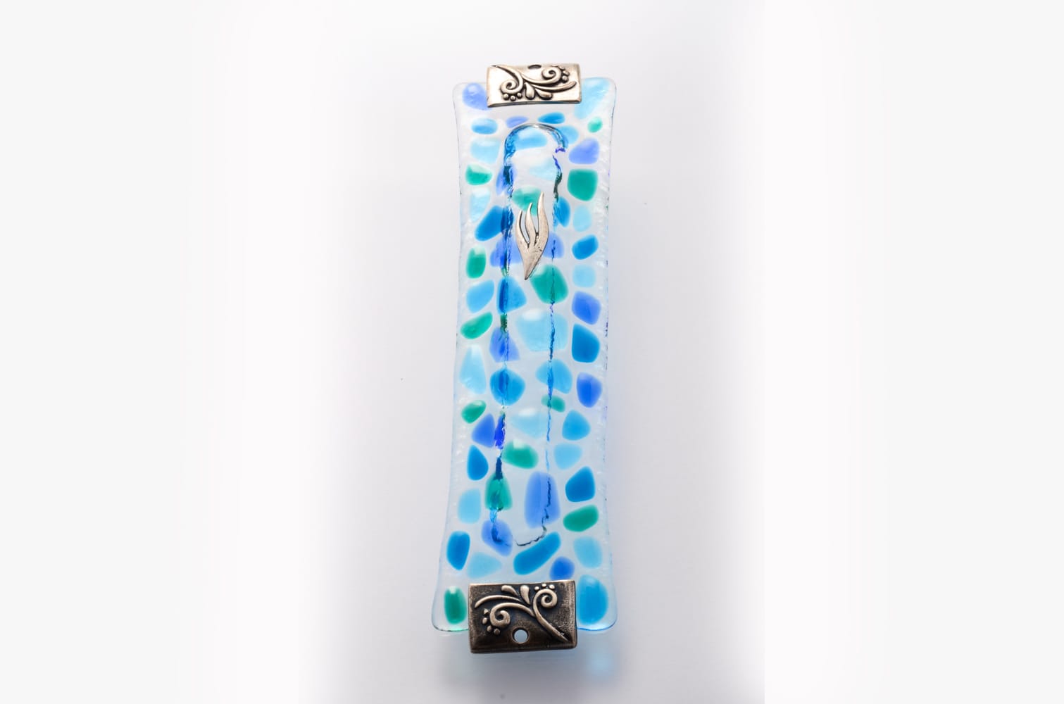Blue Mosaic Mezuzah Cover - Image 3