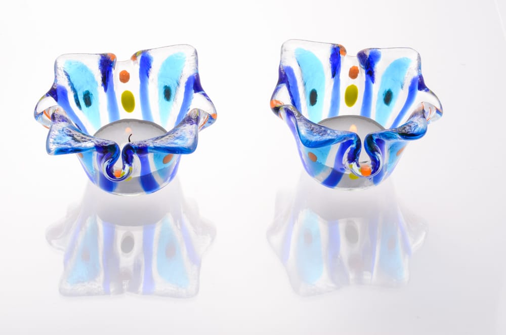 Blue Flower Candlesticks - Image 2