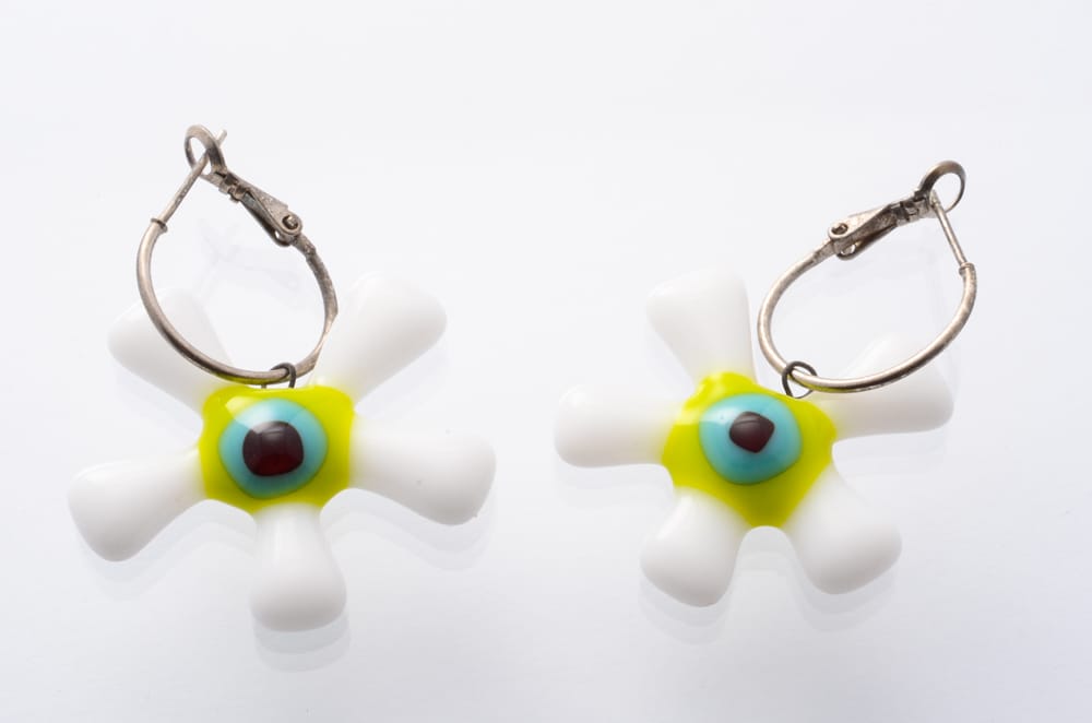 Hanging Earrings- Shades of green & White - Nurit Model