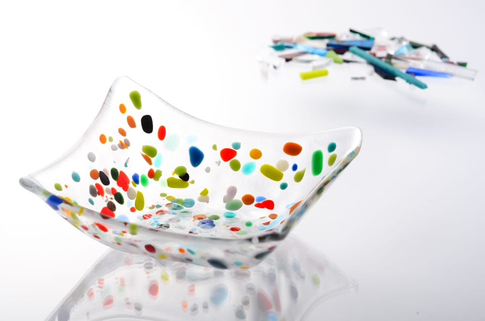 Square Dish with Colorful Drops